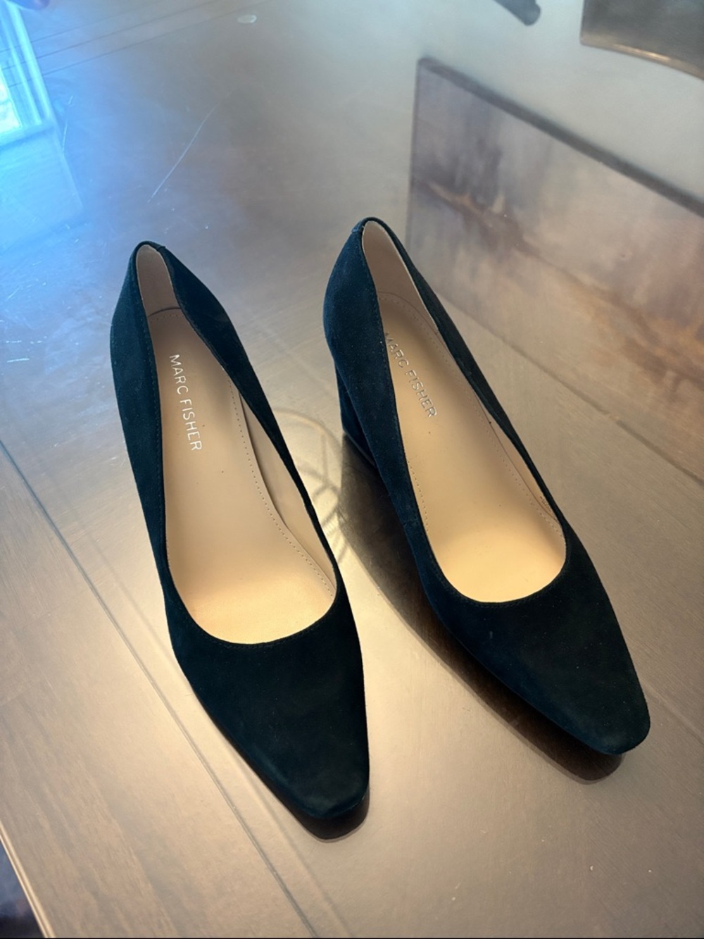 Marc Fisher Black Suede Pointed Toe Pumps